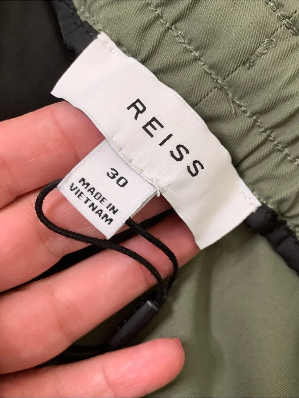 Reiss Mens green lavenham drawstring cargo ankle zip joggers 30